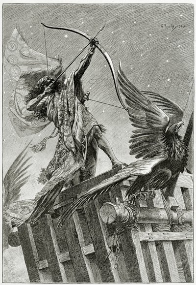 Nimrod, 19ème siècle (gravure en noir et blanc) - Georges Marie Rochegrosse